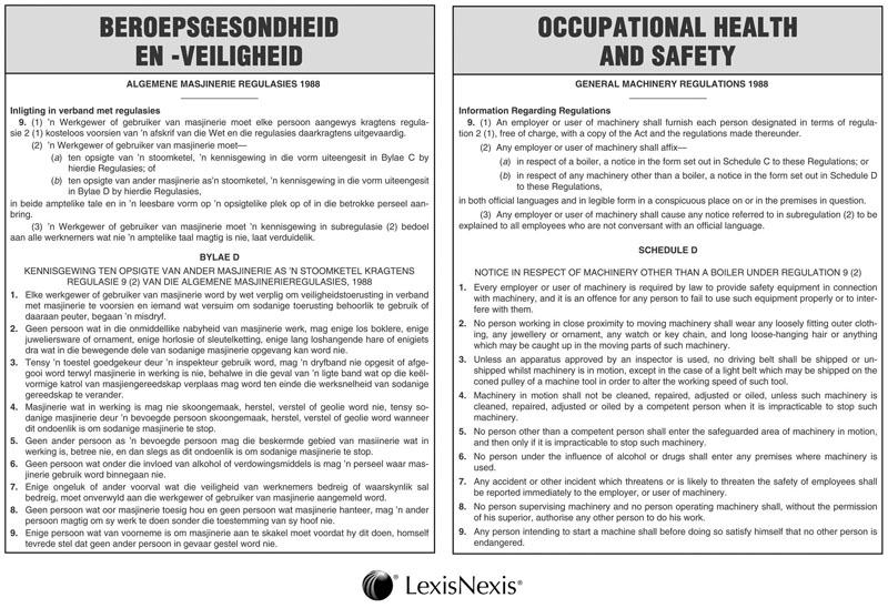 Occupational Health And Safety Act Schedule C Poster Boilers 